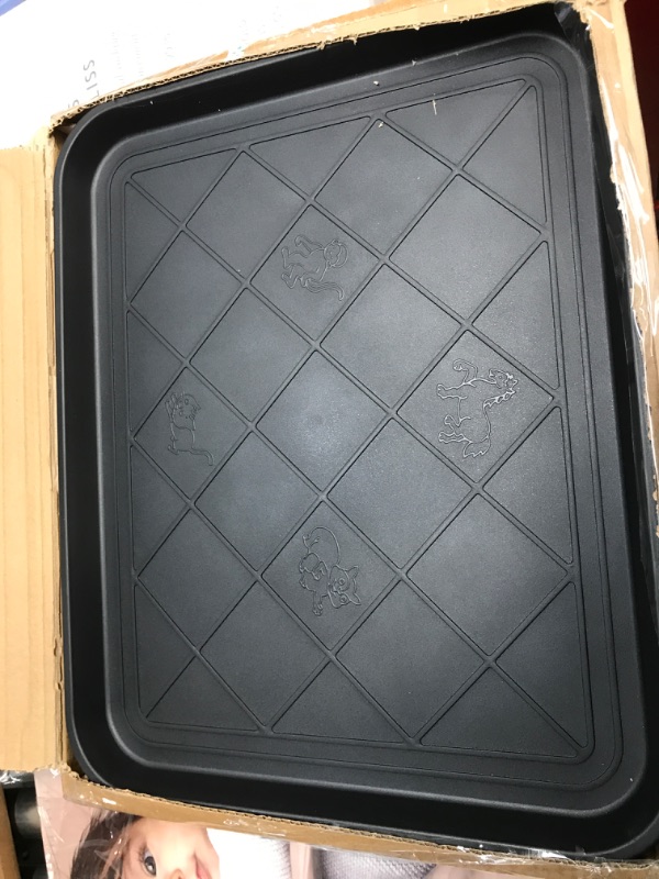 Photo 2 of All Weather Boot Tray – Water Resistant Plastic Utility Rubber Shoe Mat – Indoor or Outdoor Doormats for Use in All Seasons by Stalwart (Black, Small) SMALL Small - (L) 20” x (W) 15” x (H) 1.3”