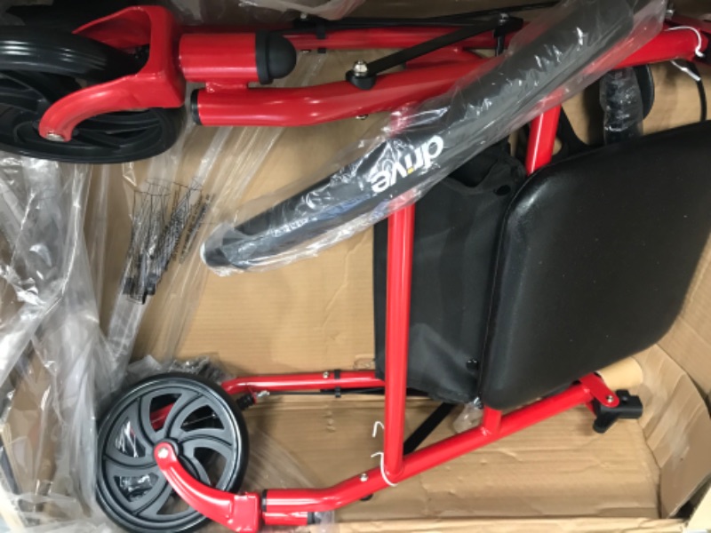 Photo 1 of Drive Medical 10257RD-1 Four Wheel Rollator with Fold Up Removable Back Support, Red
