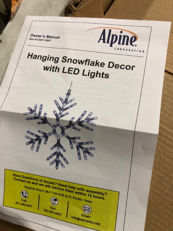 Photo 4 of **MISSING POWER ADAPTER**
Alpine Corporation 24" Tall Hanging Snowflake with LED Lights