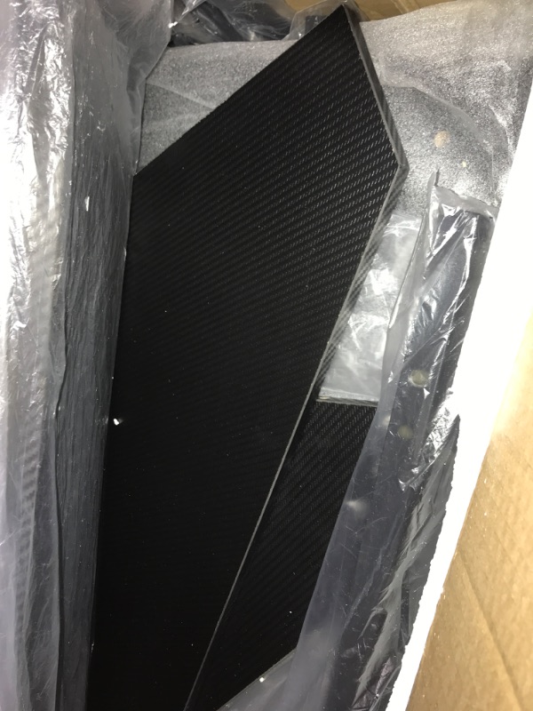 Photo 1 of Huuger L Shaped Gaming Desk with Power Outlets & LED Lights, Computer Desk with Monitor Shelves, Carbon Fiber Surface, Home Office Desk, Corner Gaming Desk with Hooks, Black
