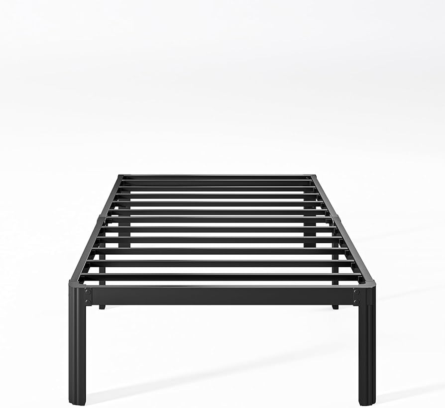 Photo 1 of 14 Inch High Platform Twin Bed Frame No Box Spring Needed, Metal Bed Frame Twin, Noise Free, Easy Assembly, Heavy Duty, Black