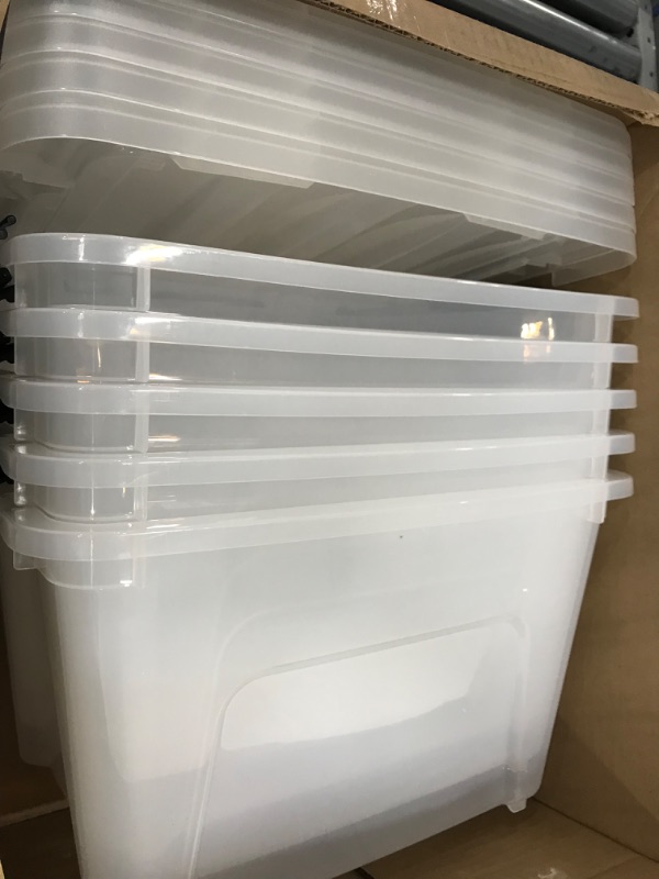 Photo 2 of 6 Pack 19qt Clear View Plastic Storage Bin with Lid and Secure Latching Buckles
