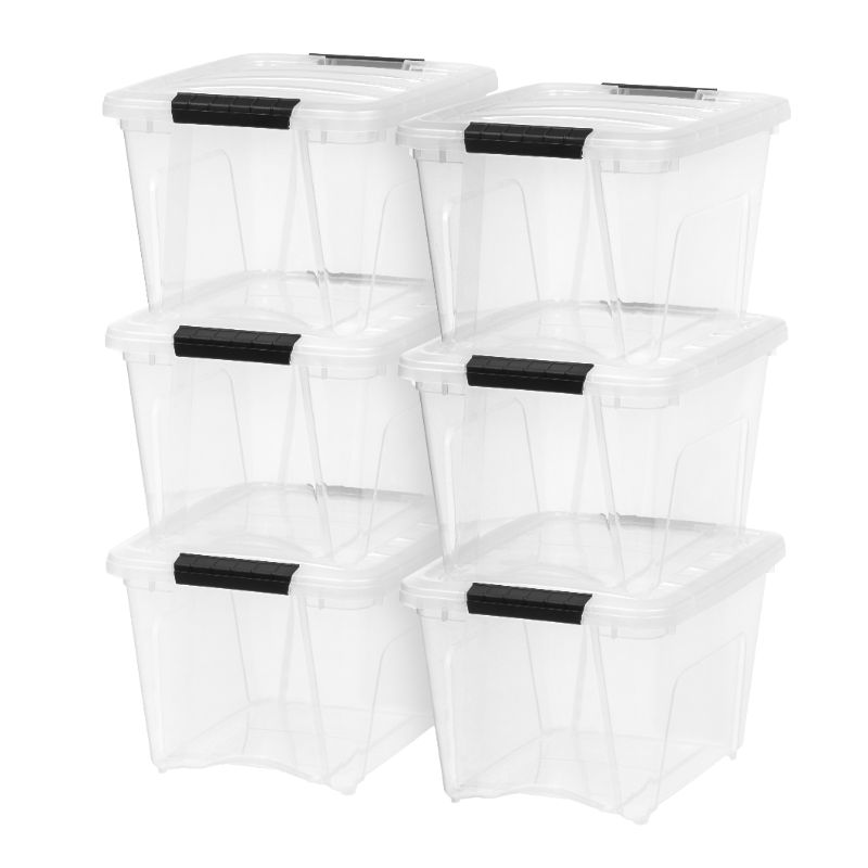 Photo 1 of 6 Pack 19qt Clear View Plastic Storage Bin with Lid and Secure Latching Buckles
