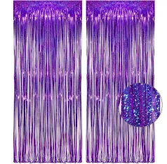 Photo 1 of Backdrop forParty Decorations - XtraLarge 3.3x6.6 Feet, Pack of 2 | Foil Fringe Curtain | Fringe Backdrop for Streamers Party Decorations, Birthday Decorations