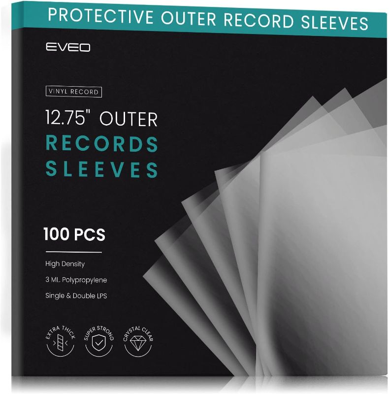 Photo 1 of 100 Record Sleeves for Vinyl Record- Crystal Clear Premuim Vinyl Record Sleeves Protector |12.75" x 12.75" Record Sleeves Outer for 12" Single & Double LP Album Covers - Thick Vinyl Sleeves 3mil