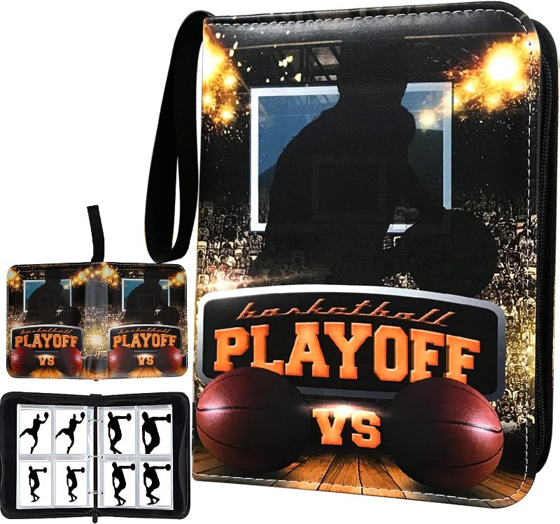 Photo 1 of ***TWO PACK*** Basketball Card Binder, Trading Card Binder 4 Pocket with 50 Removable Sleeves Fits 400 Sport Cards, 3 Ring Card Holder Binder with Zipper, Collector Storage Album
