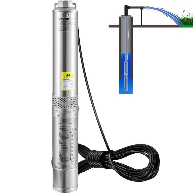 Photo 1 of **MISSING CORD**
VEVOR Deep Well Submersible Pump, 1HP 230V/60Hz, 37gpm Flow