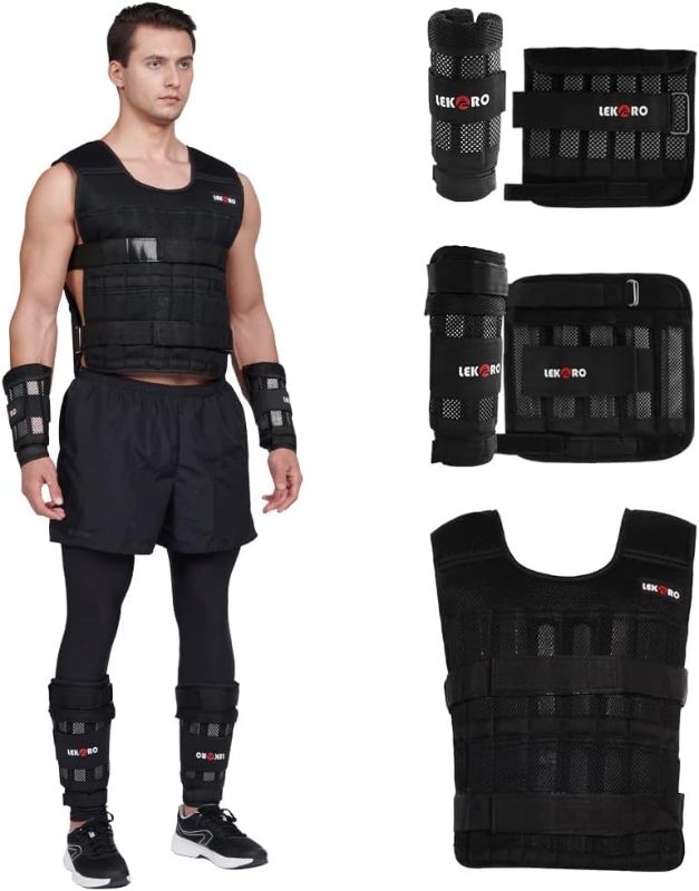 Photo 1 of Adjustable Weighted Vest 44LB Workout Weight Vest Training Fitness Weighted Jacket for Man Woman (Included 96 Steel Plates Weights)
