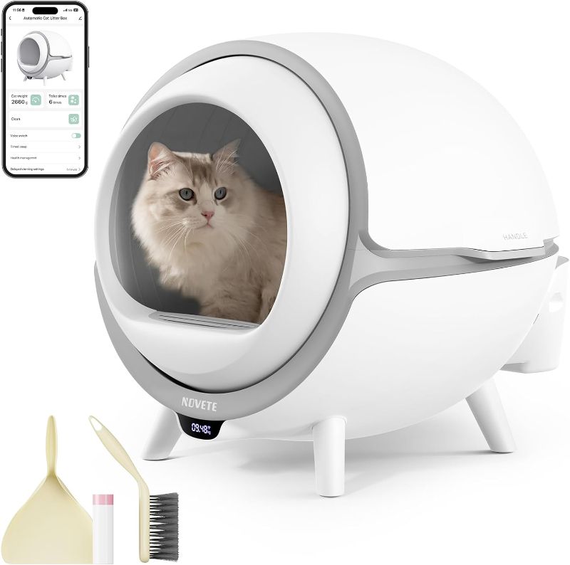 Photo 1 of ***NOT FUNCTIONAL - FOR PARTS - NONREFUNDABLE - SEE NOTES***
NOVETE Self Cleaning Cat Litter Box, 75L + 9L Large Capacity Automatic Cat Litter Box CLB0A
