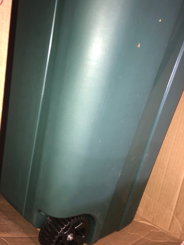 Photo 1 of ECOSolutions 32 Gallon Wheeled Outdoor Garbage Can with Attached Snap Lock Lid and Heavy-Duty Handles, ECO Green, Heavy-Duty Construction, Perfect Back Yard, Deck, or Garage Trash Can, 2 Pack Pack of 2 Hunter Green