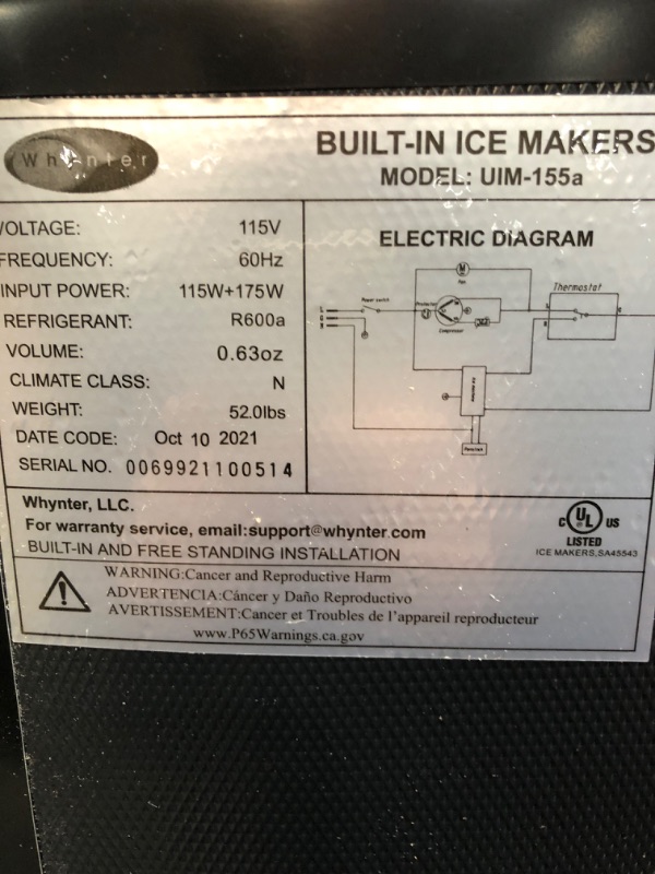 Photo 2 of *********minor scraps************
Whynter UIM-155 Stainless Steel Built-In Ice Maker
