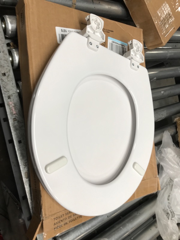 Photo 2 of Bemis 500EC 390 Lift-Off Wood Round Toilet SEAT, Cotton White