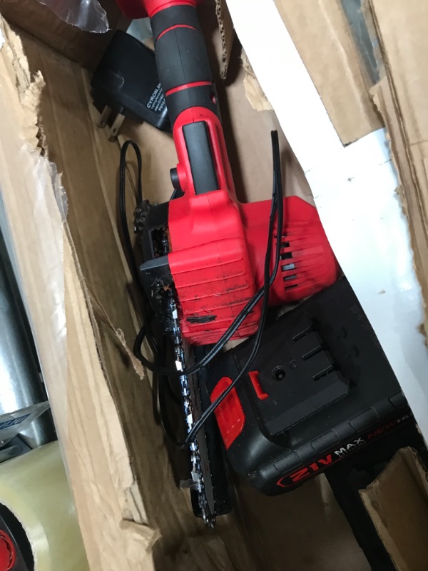 Photo 3 of Mini Chainsaw Cordless Power Electric-Chain-Saws - 4 Inch Battery Power Chainsaw Small Portable One-Hand Handheld, 26V Rechargeable Operated, for Tree Trimming and Branch Wood Cutting
