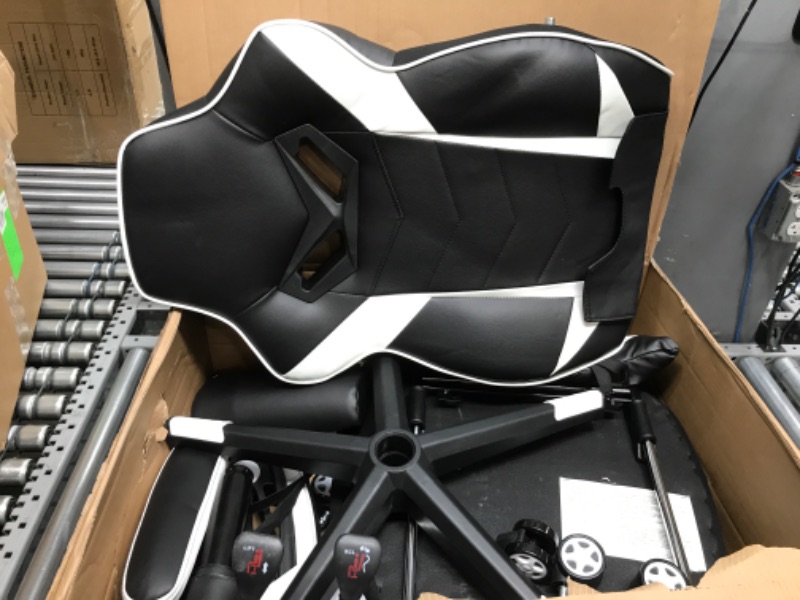 Photo 2 of *************UNKNOWN IF COMPLETE************
HEADMALL Gaming Chair, Gamer Chair with Footrest and Lumbar Support, Ergonomic Design Height Adjustable Video Game Chair with 360°-Swivel Seat and Headrest for Game or Office BLACK AND WHITE\