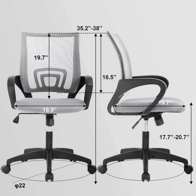 Photo 4 of Office Chair Desk Chair Computer Chair Ergonomic Executive Swivel Rolling Chair with Lumbar Support Arms Adjustable Task Chair for Women Adults, Grey
