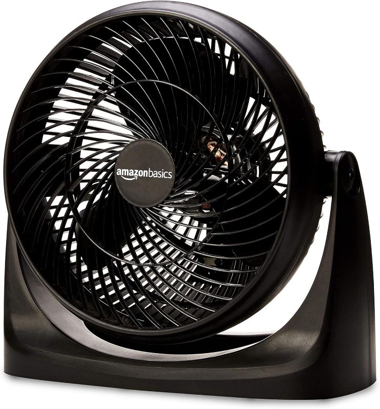 Photo 1 of Amazon Basics 3 Speed Small Room Air Circulator Fan, 11-Inch, Blade, Black, 7.6"D x 14.8"W x 14.1"H
