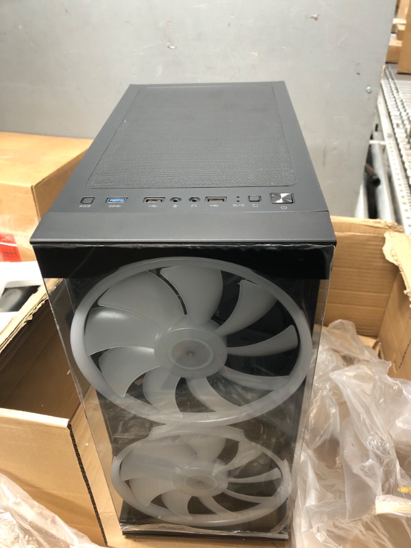 Photo 2 of METABUILD ATX PC Case with RGB Fans (Pre-Installed Including 2 x 200mm Front Facing Fans), Mid-Tower Gaming Case with Tempered Glass Front & Side Panel, High Air Flow Gaming PC Case MB305A