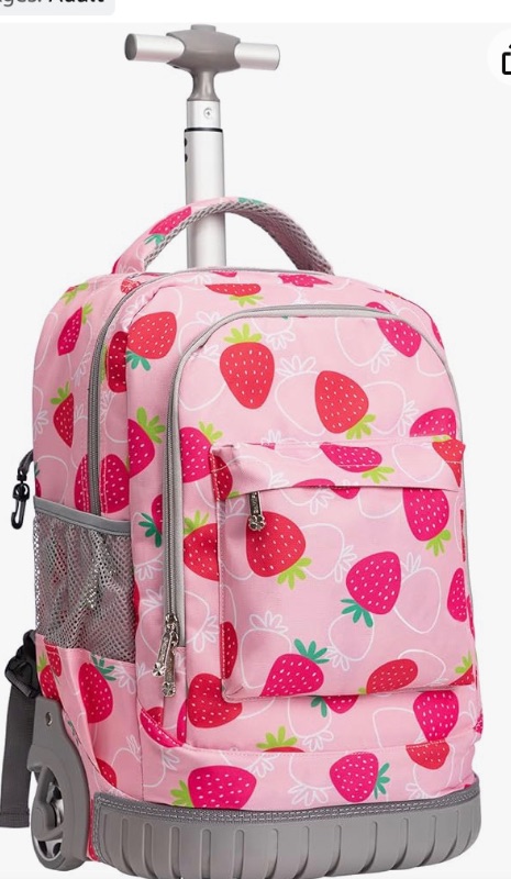 Photo 1 of  BAMIFEI 18 inches Wheeled Rolling Backpack Multi-Compartment College Books Laptop Bag Business Trip Carry-on, Strawberry