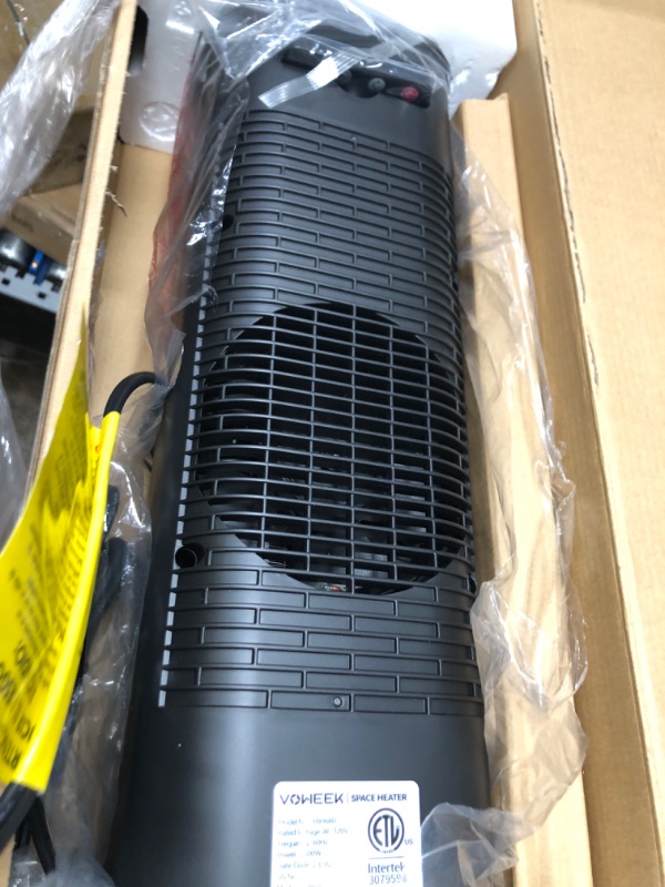 Photo 2 of 24" Space Heater, Voweek 1500W PTC Fast Heating Ceramic Heater for Office, Large Room, Indoor Use, Bedroom, Electric Heater with Thermostat, Remote, 3 Modes, ETL Certified, 12H Timer, 90° Oscillating Black