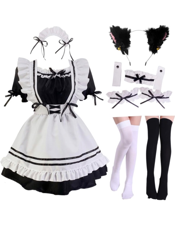 Photo 1 of Japanese Maid Outfit Anime French Maid Apron Classic Lolita Fancy Dress Cosplay Costume for Halloween Party