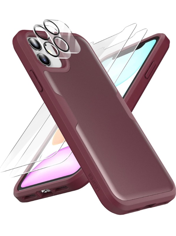 Photo 1 of 2 PACK*** Legfes [5 in 1 Designed for iPhone 11 Case (6.1" 2022),with 2 Pack [Tempered Glass Screen Protector]+2 Pack [Camera Lens Protector] Plum