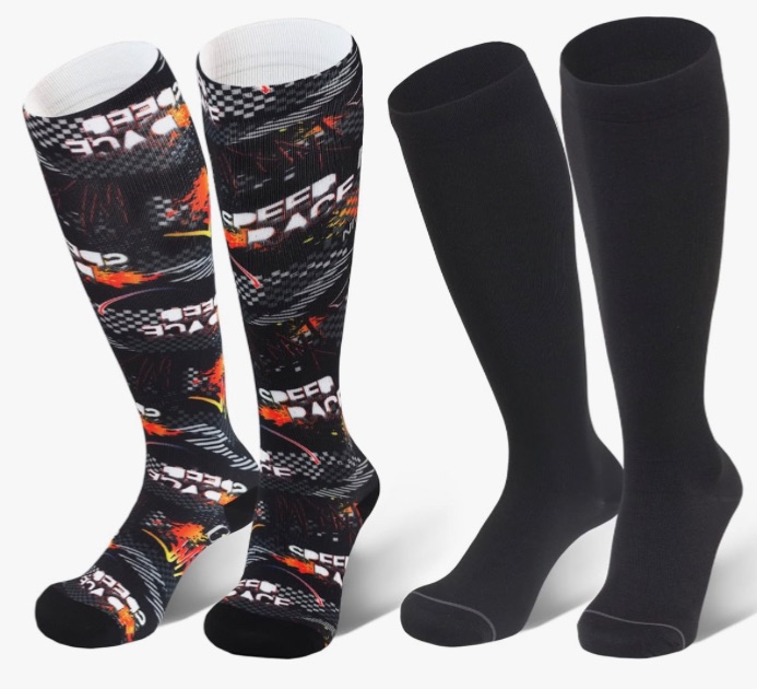 Photo 1 of JDQ 3D Printing Compression Novelty Socks for Women & Men (2 Pairs) 20-30mmHg Circulation Support Socks for Athletic