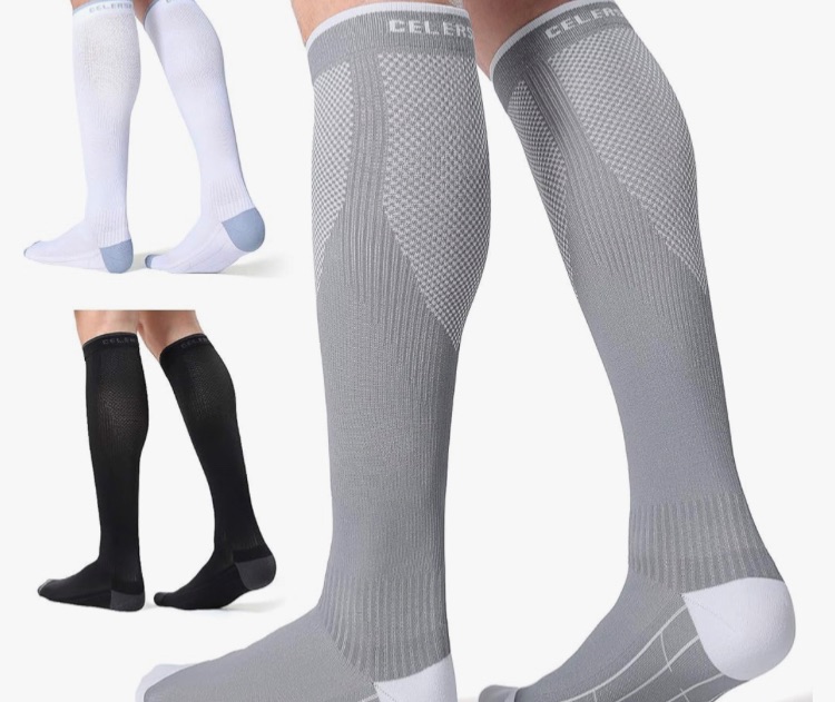 Photo 1 of CS CELERSPORT 3 Pairs Compression Socks for Men and Women 20-30 mmHg Running Support Soccer Football Socks