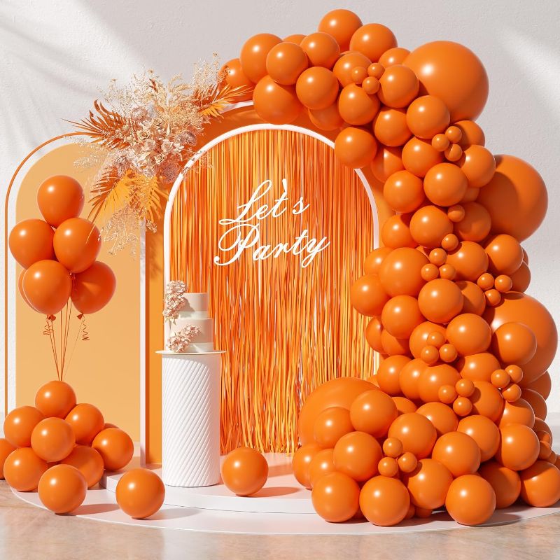 Photo 1 of Bean ORANGE Latex Party Balloons 100 PCS, 18inch 12inch 5inch ORANGE  Balloons Helium Balloon Garland Arch Kit for Women Men Birthday Party Wedding Bridal Shower Baby Shower Decoration