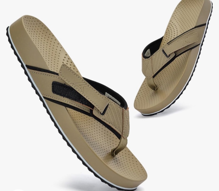 Photo 1 of Akk Men's Flip Flops Beach Sandals - Adjustable Summer Thong Sandals Slides with Arch Support Orthopedic Comfortable Slip on Shoes for Outdoor Indoor House Travel  Size 41