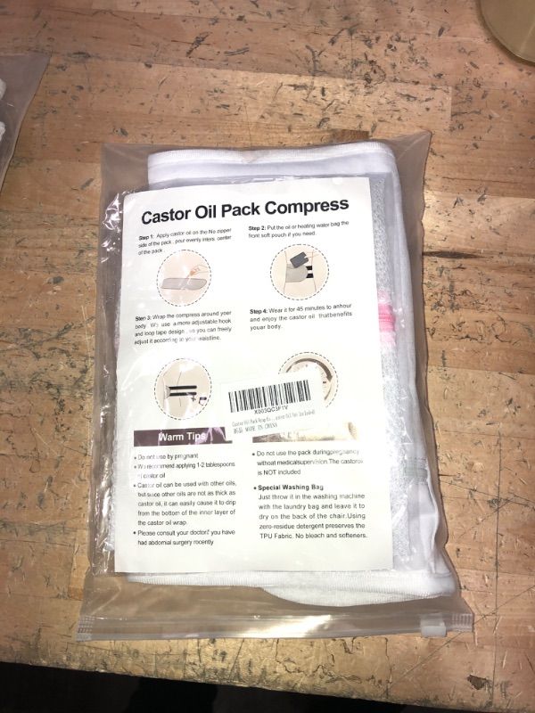 Photo 2 of Castor Oil Pack Wrap for Waist and Thyroid Neck, Reusable Organic Castor Oil Pack Kit, Adjustable Elastic Strap Flannel Cotton Machine for Liver Detox, Insomnia, Inflammation (Castor Oil Not Included) White