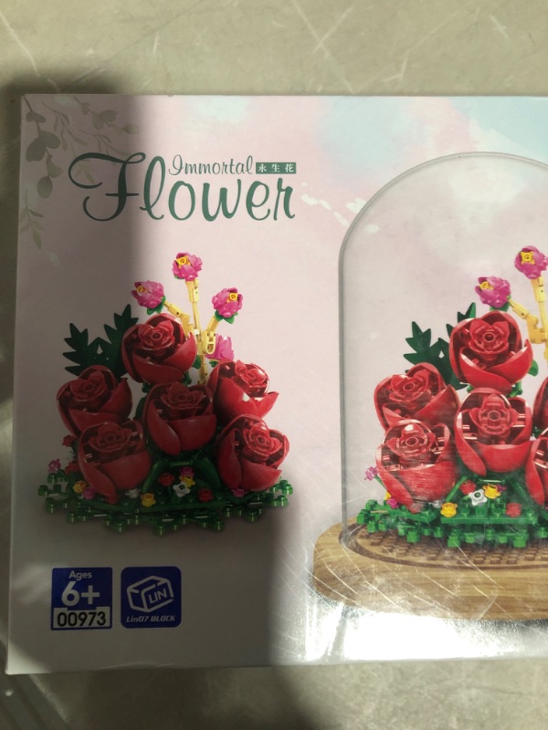 Photo 4 of Flower Bouquet Building Kit, DIY Plants Bonsai Tree Friends Sets Adult Building Blocks Set Collection Mother Girlfriend Wife Adults Christmas Valentine's New Year Birthday Gift (Red Roses)