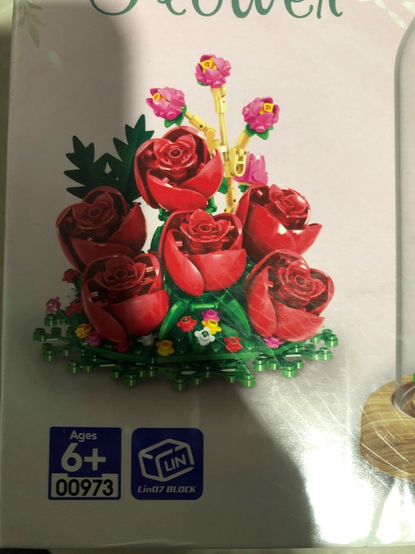 Photo 3 of Flower Bouquet Building Kit, DIY Plants Bonsai Tree Friends Sets Adult Building Blocks Set Collection Mother Girlfriend Wife Adults Christmas Valentine's New Year Birthday Gift (Red Roses)