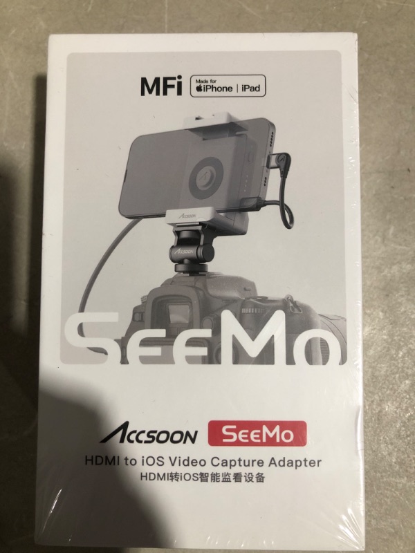 Photo 2 of Accsoon SeeMo HDMI to USB C Video Capture Adapter for iPhone and iPad,Support 1080P 60FPS Video & Real-Time Monitoring/Streaming/Recording,iOS 12.0 or Later iPhone/iPad Adjustable White