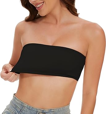 Photo 1 of kldhucvdtx Anti Slip Strapless Seamless Bra for Women Wireless Brassieres Tube Top Bandeau Bralette Ultra Thin Cup Women Underwear Black Size L