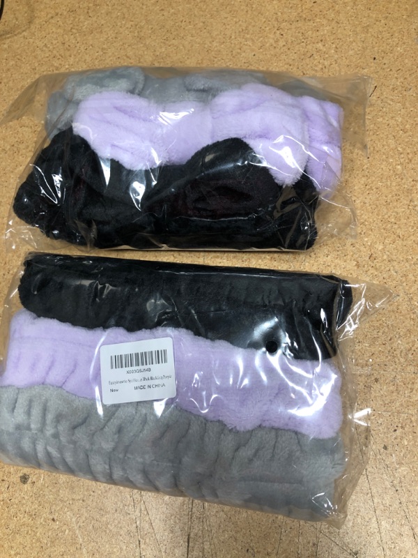 Photo 1 of * 2 SETS* Fancylovesotio Face Wash Headband 3 Pack Head and Wrist Bands for Washing Face Spa Headband Soft Makeup Headband Fleece Skincare Headbands