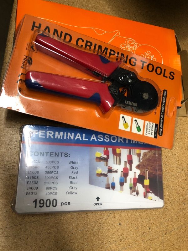 Photo 1 of Hex Ferrule Crimping Tool, OUJIEYI Self-Adjustable Ratchet Crimping Pliers Set, Ferrule Crimping tool kit with 1900PCS Copper Wire End Terminals for AWG 23-10 (0.25~6 mm²) Cable End Sleeves (silver)