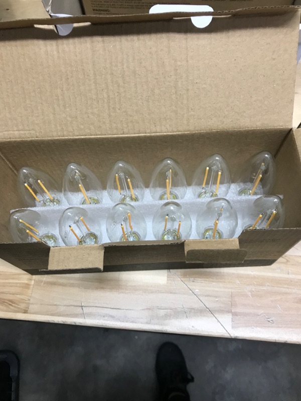 Photo 2 of B11 E12 Candelabra LED Bulbs 60 Watt Equivalent, Dimmable LED Chandelier Light Bulbs, Soft White 2700K, 550LM, Decorative Candle Base Filament Bulb for Ceiling Fan, UL Listed, 24Pack Soft White 2700k 24 Count 