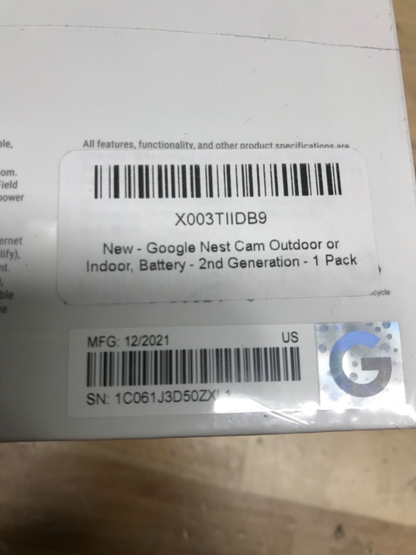 Photo 2 of Google Nest Cam Outdoor or Indoor, Battery - 2nd Generation - 1 Pack 1 Count (Pack of 1) Nest Cam (Outdoor or Indoor, Battery)