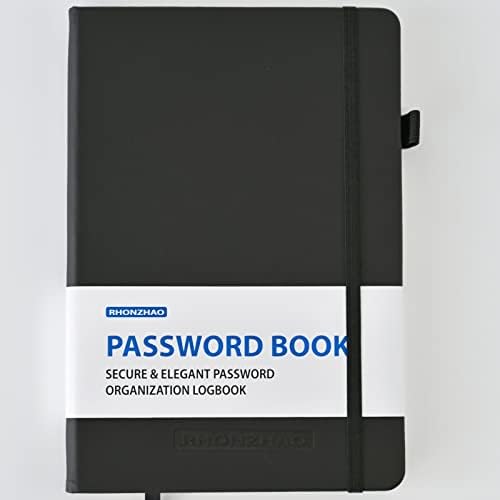 Photo 1 of RHONZHAO Password Book with Alphabetical Tabs. Password Keeper for All Your Internet Details. Untitled Password Notebook for Home or Office black 2 pack