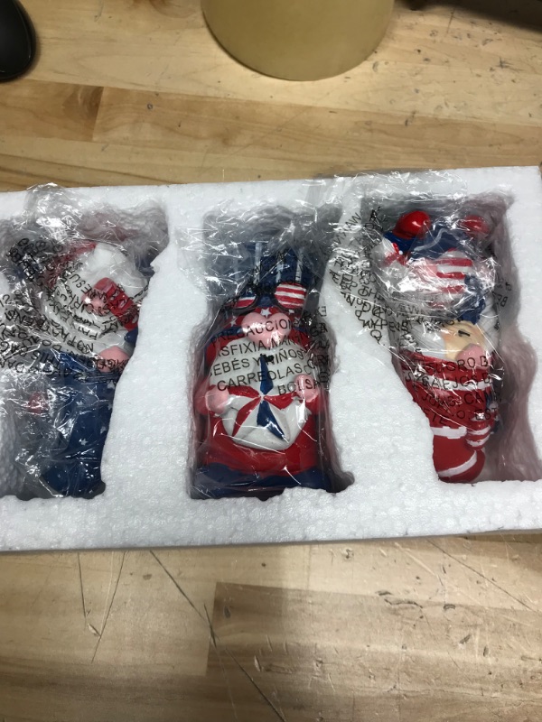 Photo 2 of 3 Pcs 4th of July Gnome Decor Patriotic Gnome Statue Independence Day Collectible Figurines Outdoor Sculptures Resin Memorial Day Gnomes Decoration for Yard Lawn Home Tiered Tray American Veteran