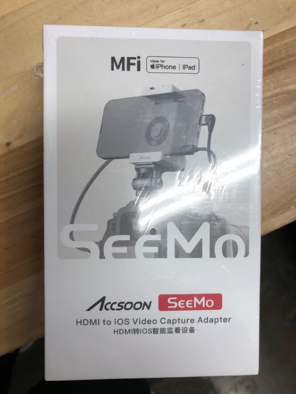 Photo 2 of Accsoon SeeMo HDMI to USB C Video Capture Adapter for iPhone and iPad,Support 1080P 60FPS Video & Real-Time Monitoring/Streaming/Recording,iOS 12.0 or Later iPhone/iPad Adjustable White