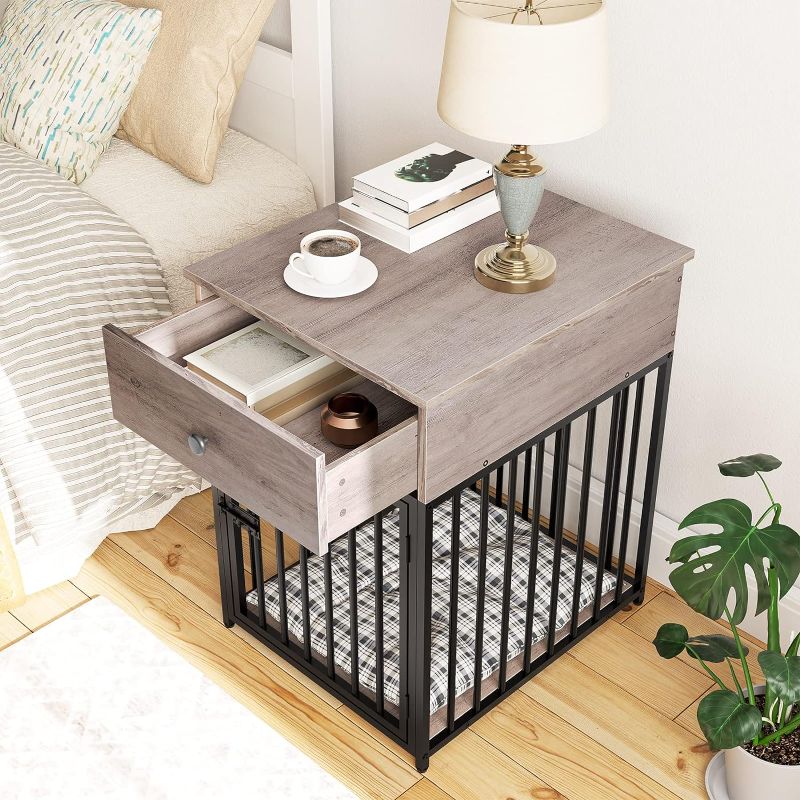 Photo 1 of 
HOOBRO Dog Crate Furniture, Dog Crate Table, Decorative Dog Kennel with Drawer, Indoor Pet Crate End Table for Small Dog, Steel-Tube Dog Cage, Chew-Proof,...
Color:Greige