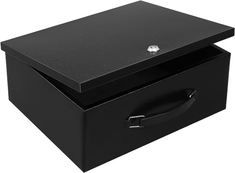 Photo 1 of *Not exact*8 Dalmbox Portable  Box with Key Lock,Fire Resistant Metal Storage Box,Lock Box for Documents,Safety Deposit Box for Home, Outside, Car, X Large, Black
