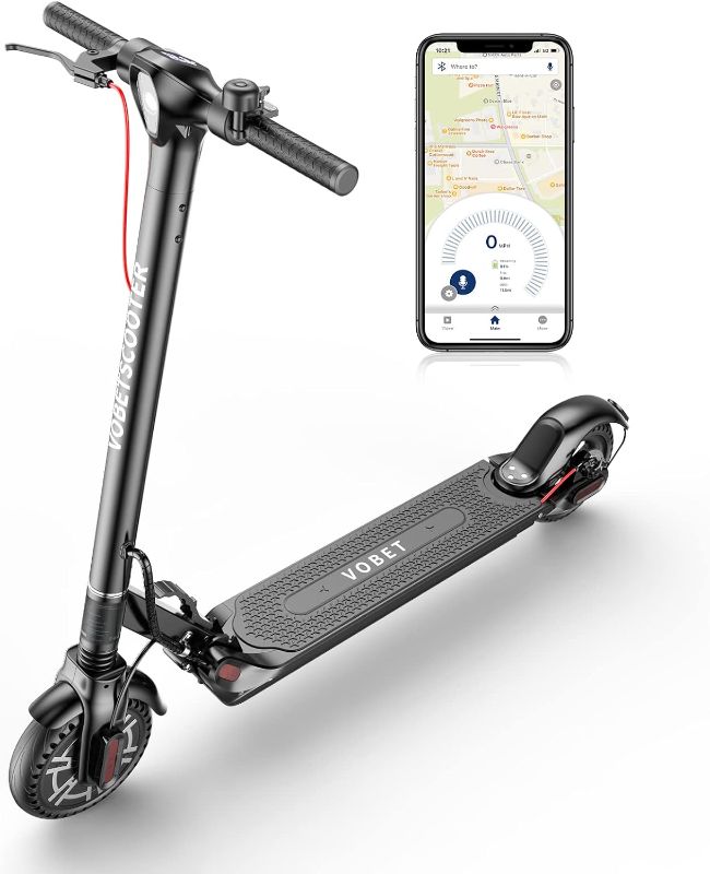 Photo 1 of VOBET Adults Electric Scooter,350W Motor,8.5Inch Solid Tire,18.5 Miles 18.5 MPH Portable Folding Commuting Scooter for Adults with Front and Rear Shock Absorption System and APP black