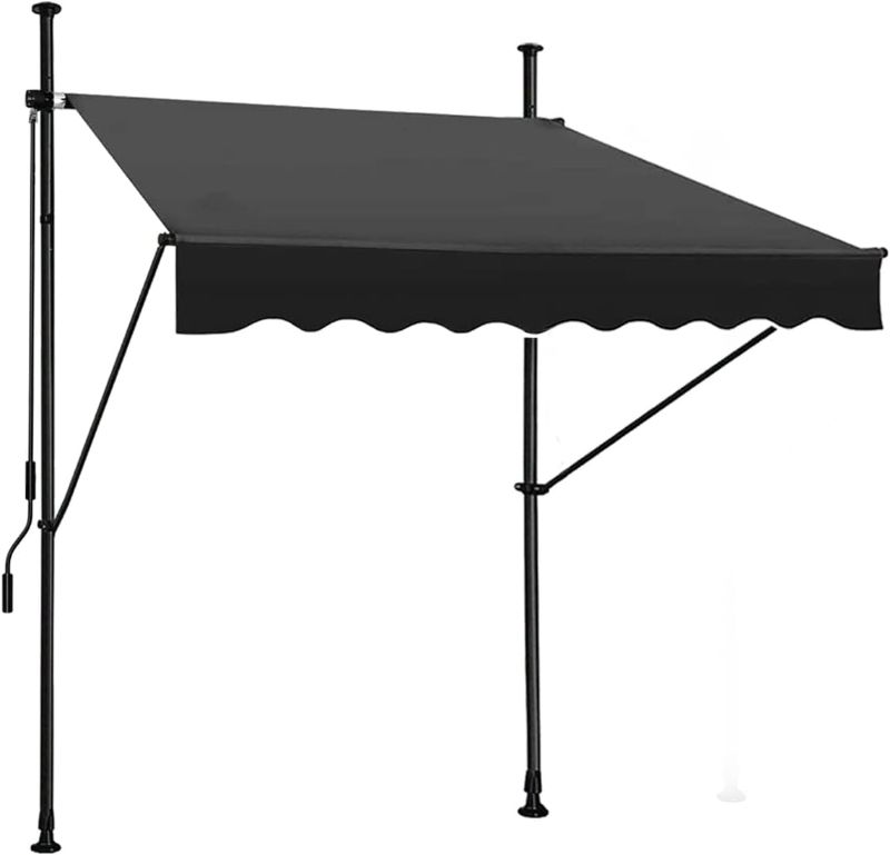 Photo 1 of 
JEKITO Manual Retractable Awning – 78” Non-Screw Outdoor Sun Shade – Adjustable Pergola Shade Cover with UV Protection – 100% Polyester Made Outdoor Canopy...
Size:78x47inch
Color:Black