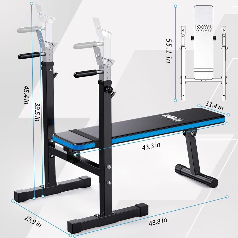 Photo 1 of ******UNKNOWN IF COMPLE4TE************
Royal Fitness Adjustable Weight Bench with Barbell Rack, Weight Lifting Bench Press for Home Gym, Strength Training Workout Bench, 48.8"D x 25.9"W x 45.4"H
