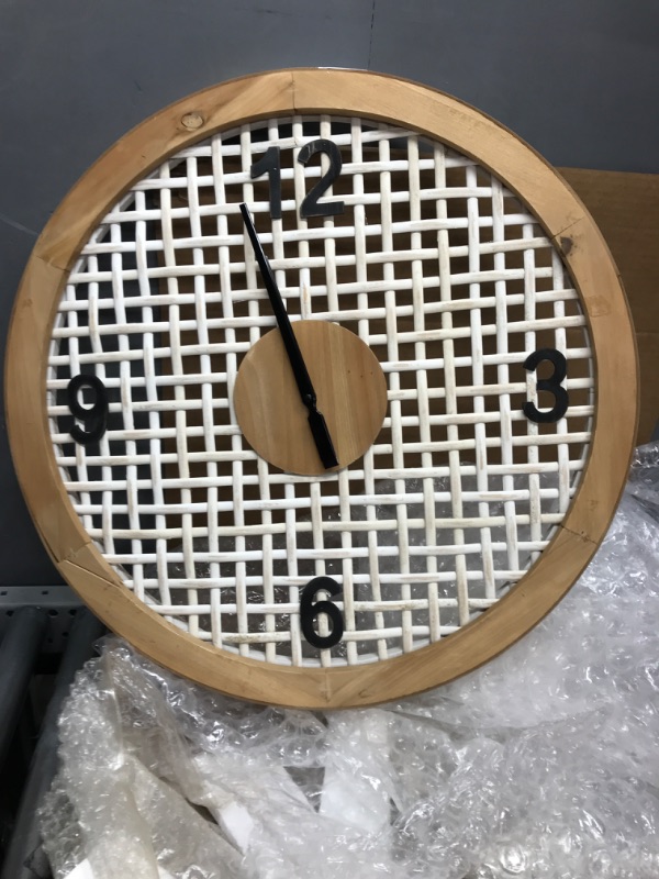 Photo 2 of Deco 79 Farmhouse Wood Round Wall Clock, 24" x 2" x 24", White 24"L x 2"W x 24"H White