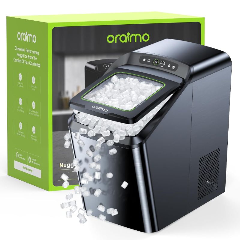 Photo 1 of **************damaged***********
Oraimo Nugget Ice Maker, Ice Makers Countertop, 26 Lbs/Day Tooth-Friendly Chewable Ice with Self-Cleaning & Auto Water Refill, Sonic Pebble Ice Maker Machine for Party, RV, Home and Kitchen, Black
