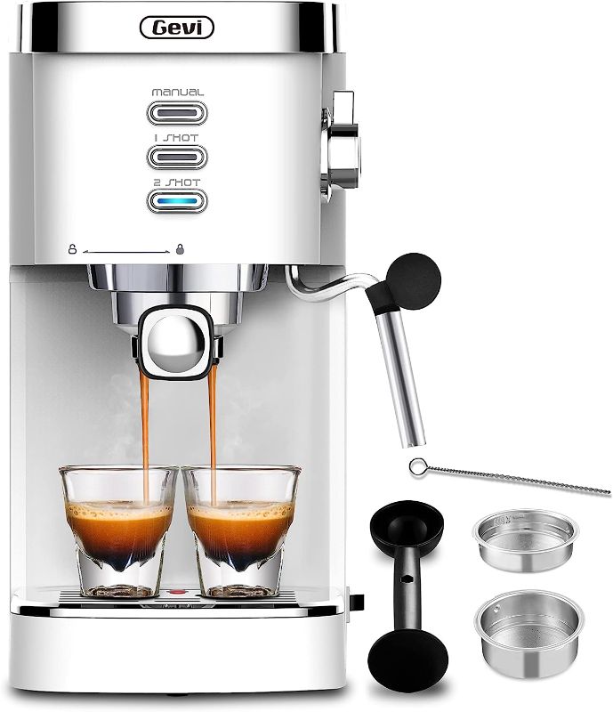 Photo 1 of Gevi 20 Bar High Pressure Commercial Espresso Machines, Expresso Coffee Machine with Milk Frother for Espresso, Latte Macchiato, Cuppuccino,1.2L Water Tank, 1350W
