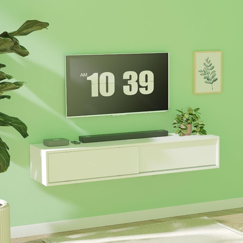 Photo 1 of 
Photo for Reference Only***woodtalks Floating TV Console, 52'' Wall-Mounted Media Console with Sliding Doors, Floating TV Cabinet, Floating TV Stand, Under TV Entertainment...